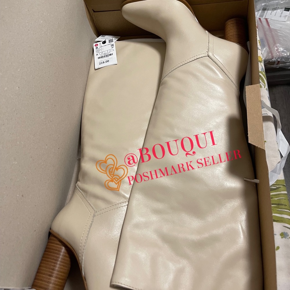 BLOGGERS FAV ZARA KNEE HIGH HEELED LEATHER BOOTS - Picture 3 of 9